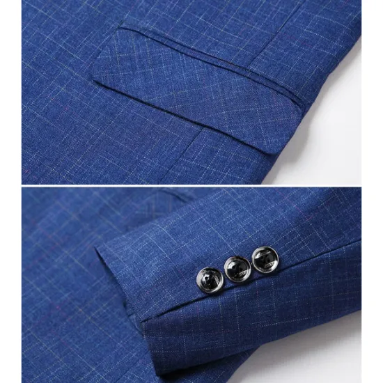 Best OUKU Men's Graduation Blazer Business Cocktail Party Wedding Party Without Dress Pants Fashion Casual Spring & Fall Polyester Plain Pocket Buttons Comfortable Single Breasted Blazer Blue