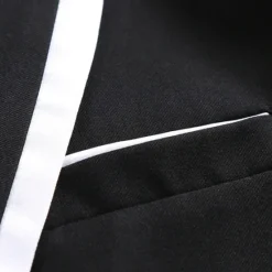 Discount OUKU Men's Graduation Blazer Business Cocktail Party Wedding Party Fashion Casual Spring & Fall Polyester Color Block Pocket Buttons Comfortable Single Breasted Blazer Black