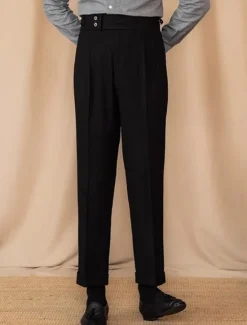 Discount OUKU Men's Graduation Dress Pants Trousers Chinos Buttons Pocket Plain Comfort Formal Party Work Fashion Classic Style Black Brown Micro-elastic