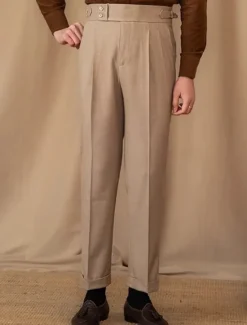 Discount OUKU Men's Graduation Dress Pants Trousers Chinos Buttons Pocket Plain Comfort Formal Party Work Fashion Classic Style Black Brown Micro-elastic
