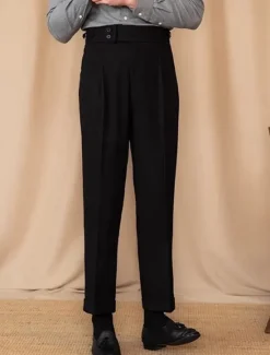 Discount OUKU Men's Graduation Dress Pants Trousers Chinos Buttons Pocket Plain Comfort Formal Party Work Fashion Classic Style Black Brown Micro-elastic
