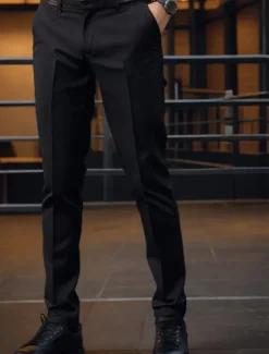 Clearance OUKU Men's Graduation Dress Pants Trousers Chinos Buttons Pocket Plain Comfort Formal Party Work Fashion Classic Style Black Khaki Micro-elastic