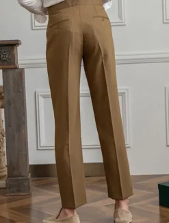 OUKU Men's Graduation Dress Pants Trousers Chinos Buttons Pocket Plain Comfort Formal Party Work Fashion Classic Style Black Khaki Micro-elastic