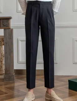 OUKU Men's Graduation Dress Pants Trousers Chinos Buttons Pocket Plain Comfort Formal Party Work Fashion Classic Style Black Khaki Micro-elastic