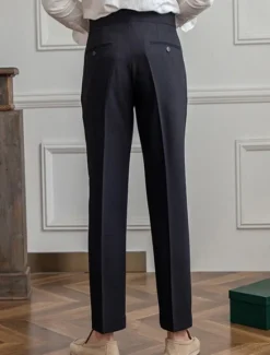 OUKU Men's Graduation Dress Pants Trousers Chinos Buttons Pocket Plain Comfort Formal Party Work Fashion Classic Style Black Khaki Micro-elastic