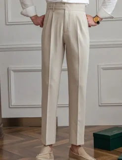 OUKU Men's Graduation Dress Pants Trousers Chinos Buttons Pocket Plain Comfort Formal Party Work Fashion Classic Style Black Khaki Micro-elastic