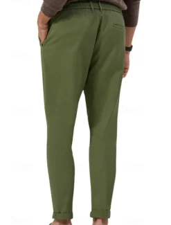 Clearance OUKU Men's Graduation Dress Pants Trousers Slacks Summer Pants Pocket Drawstring Elastic Waist Plain Comfort Breathable Vacation Holiday Casual Gray Green ArmyGreen