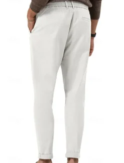 Clearance OUKU Men's Graduation Dress Pants Trousers Slacks Summer Pants Pocket Drawstring Elastic Waist Plain Comfort Breathable Vacation Holiday Casual Gray Green ArmyGreen