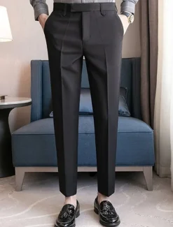 New OUKU Men's Graduation Dress Pants Trousers Chinos Buttons Pocket Solid Color Comfort Formal Party Work Fashion Classic Style Black Coffee Micro-elastic
