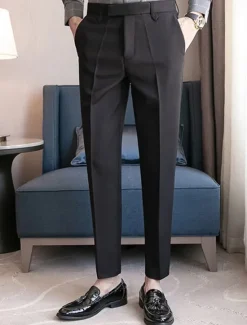 New OUKU Men's Graduation Dress Pants Trousers Chinos Buttons Pocket Solid Color Comfort Formal Party Work Fashion Classic Style Black Coffee Micro-elastic