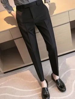 New OUKU Men's Graduation Dress Pants Trousers Chinos Buttons Pocket Solid Color Comfort Formal Party Work Fashion Classic Style Black Coffee Micro-elastic