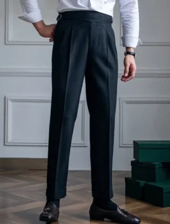 Outlet OUKU Men's Graduation Dress Pants Trousers Chinos Pocket Solid Color Comfort Formal Party Work Fashion Classic Style Black Khaki Micro-elastic