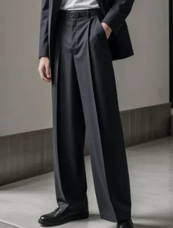 Sale OUKU Men's Graduation Dress Pants Trousers Chinos Buttons Pocket Plain Comfort Formal Party Work Fashion Classic Style Black White Micro-elastic