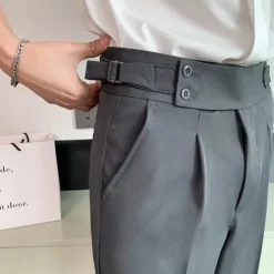 New OUKU Men's Graduation Dress Pants Trousers Pleated Pants Suit Pants Pocket High Rise Plain Comfort Breathable Ankle-Length Office Business Casual Elegant Vintage Black White High Waist Micro-elastic