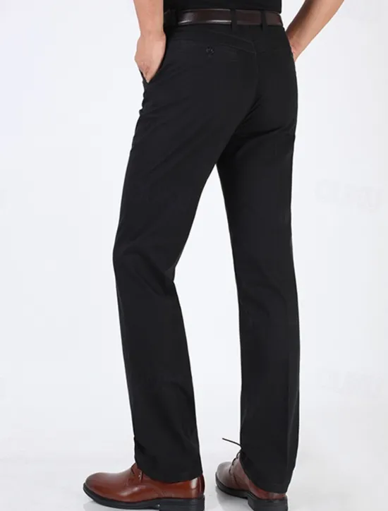 Best OUKU Men's Graduation Dress Pants Trousers Chinos Buttons Pocket Plain Comfort Formal Party Work Fashion Classic Style Dark Khaki Light Khaki Micro-elastic