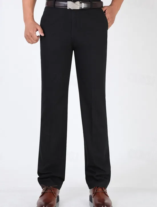 Best OUKU Men's Graduation Dress Pants Trousers Chinos Buttons Pocket Plain Comfort Formal Party Work Fashion Classic Style Dark Khaki Light Khaki Micro-elastic