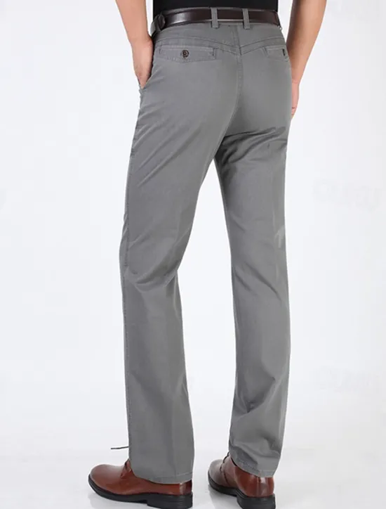 Best OUKU Men's Graduation Dress Pants Trousers Chinos Buttons Pocket Plain Comfort Formal Party Work Fashion Classic Style Dark Khaki Light Khaki Micro-elastic
