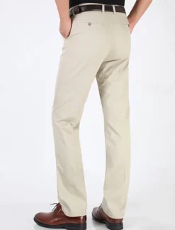 Best OUKU Men's Graduation Dress Pants Trousers Chinos Buttons Pocket Plain Comfort Formal Party Work Fashion Classic Style Dark Khaki Light Khaki Micro-elastic