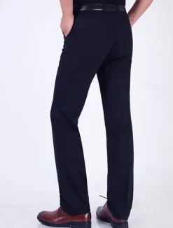 Best OUKU Men's Graduation Dress Pants Trousers Chinos Buttons Pocket Plain Comfort Formal Party Work Fashion Classic Style Dark Khaki Light Khaki Micro-elastic