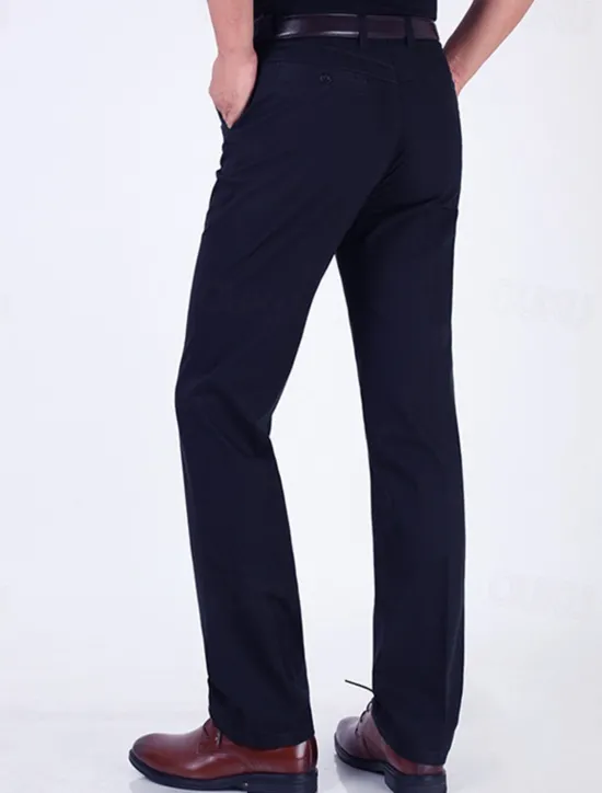 Best OUKU Men's Graduation Dress Pants Trousers Chinos Buttons Pocket Plain Comfort Formal Party Work Fashion Classic Style Dark Khaki Light Khaki Micro-elastic