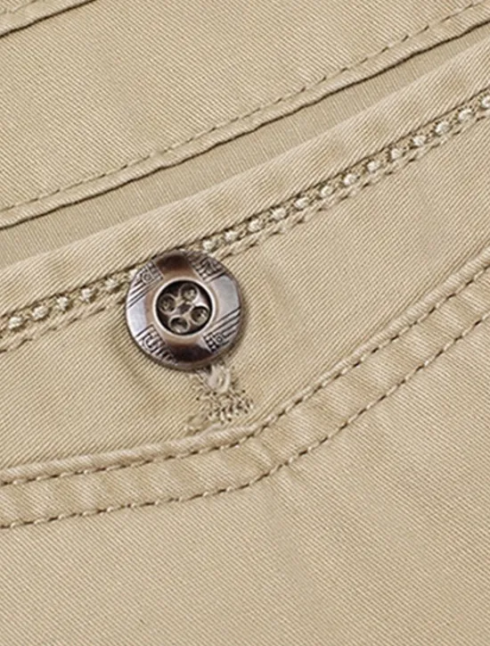 Best OUKU Men's Graduation Dress Pants Trousers Chinos Buttons Pocket Plain Comfort Formal Party Work Fashion Classic Style Dark Khaki Light Khaki Micro-elastic