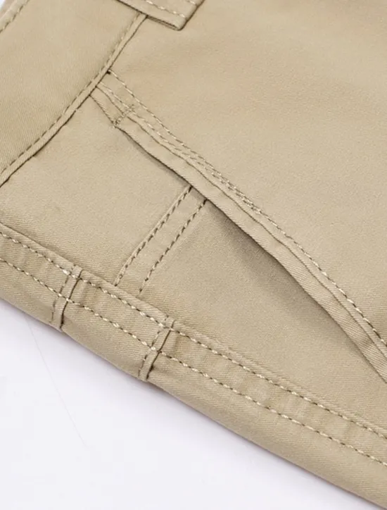 Best OUKU Men's Graduation Dress Pants Trousers Chinos Buttons Pocket Plain Comfort Formal Party Work Fashion Classic Style Dark Khaki Light Khaki Micro-elastic
