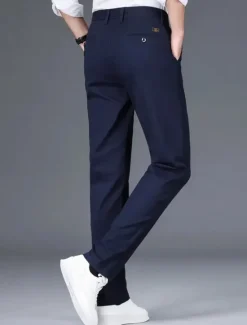 Sale OUKU Men's Graduation Dress Pants Trousers Chinos Buttons Pocket Solid Colored Comfort Formal Party Work Fashion Classic Style Black White Micro-elastic