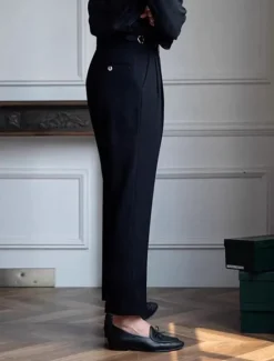 OUKU Men's Graduation Dress Pants Naples Trousers Trousers Chinos Buttons Pocket Solid Color Comfort Formal Party Work Fashion Classic Style Black Dark Blue Micro-elastic