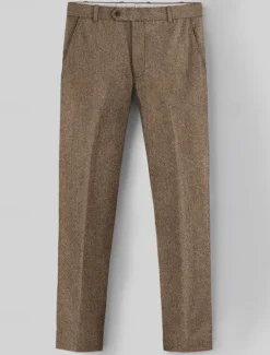 Sale OUKU Men's Graduation Dress Pants Trousers Chinos Buttons Pocket Plain Comfort Formal Party Work Fashion Classic Style Micro-elastic Brown