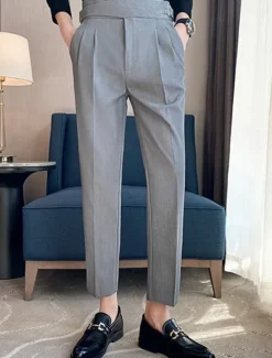 Outlet OUKU Men's Graduation Dress Pants Trousers Chinos Pocket Solid Color Comfort Formal Party Work Fashion Classic Style Black White Micro-elastic