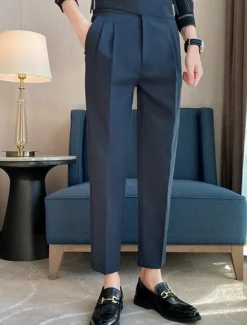 Outlet OUKU Men's Graduation Dress Pants Trousers Chinos Pocket Solid Color Comfort Formal Party Work Fashion Classic Style Black White Micro-elastic