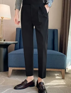 Outlet OUKU Men's Graduation Dress Pants Trousers Chinos Pocket Solid Color Comfort Formal Party Work Fashion Classic Style Black White Micro-elastic