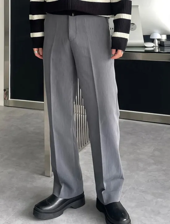 Best OUKU Men's Graduation Dress Pants Trousers Chinos Slacks Buttons Pocket Straight Leg Plain Comfort Formal Party Work Fashion Classic Style Black Dark Gray Micro-elastic
