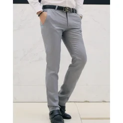 Outlet OUKU Men's Graduation Dress Pants Trousers Chino Pants Suit Pants Zipper Plain Ankle-Length Wedding Party Work Fashion Business Lake blue Black Micro-elastic