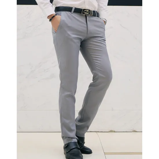 Outlet OUKU Men's Graduation Dress Pants Trousers Chino Pants Suit Pants Zipper Plain Ankle-Length Wedding Party Work Fashion Business Lake blue Black Micro-elastic