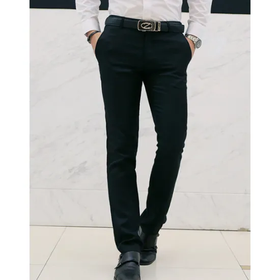 Outlet OUKU Men's Graduation Dress Pants Trousers Chino Pants Suit Pants Zipper Plain Ankle-Length Wedding Party Work Fashion Business Lake blue Black Micro-elastic