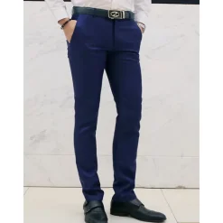 Outlet OUKU Men's Graduation Dress Pants Trousers Chino Pants Suit Pants Zipper Plain Ankle-Length Wedding Party Work Fashion Business Lake blue Black Micro-elastic