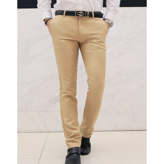 Outlet OUKU Men's Graduation Dress Pants Trousers Chino Pants Suit Pants Zipper Plain Ankle-Length Wedding Party Work Fashion Business Lake blue Black Micro-elastic