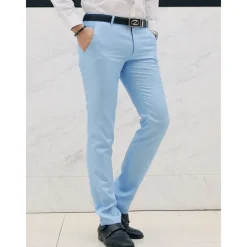Outlet OUKU Men's Graduation Dress Pants Trousers Chino Pants Suit Pants Zipper Plain Ankle-Length Wedding Party Work Fashion Business Lake blue Black Micro-elastic