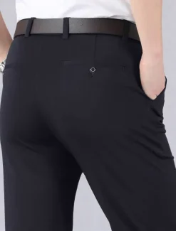 Outlet OUKU Men's Graduation Dress Pants Trousers Chinos Buttons Pocket Solid Color Comfort Formal Party Work Fashion Classic Style Black Wine Micro-elastic