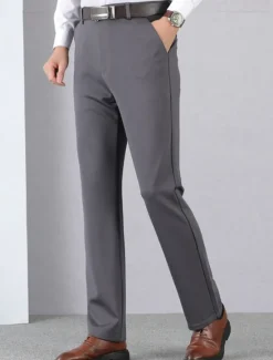 Outlet OUKU Men's Graduation Dress Pants Trousers Chinos Buttons Pocket Solid Color Comfort Formal Party Work Fashion Classic Style Black Wine Micro-elastic
