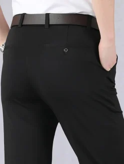 Outlet OUKU Men's Graduation Dress Pants Trousers Chinos Buttons Pocket Solid Color Comfort Formal Party Work Fashion Classic Style Black Wine Micro-elastic