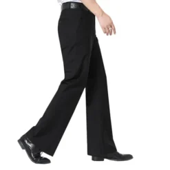 Discount OUKU Men's Graduation Dress Pants Flared Pants Bell Bottom Trousers Pocket Straight Leg Solid Colored Comfort Wedding Office Business Streetwear Retro Black Deep Blue Micro-elastic