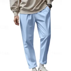 Discount OUKU Men's Graduation Trousers Casual Pants Pocket Drawstring Elastic Waist Plain Comfort Sports Outdoor Daily Fashion Casual Black White Micro-elastic