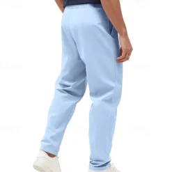 Discount OUKU Men's Graduation Trousers Casual Pants Pocket Drawstring Elastic Waist Plain Comfort Sports Outdoor Daily Fashion Casual Black White Micro-elastic