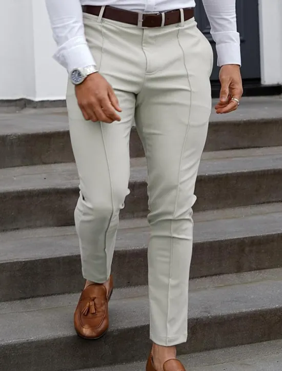 Discount OUKU Men's Graduation Trousers Chinos Chino Pants Pocket Plain Comfort Breathable Office Daily Casual Black Red