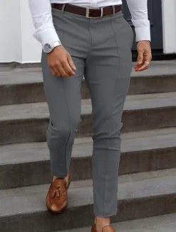 Discount OUKU Men's Graduation Trousers Chinos Chino Pants Pocket Plain Comfort Breathable Office Daily Casual Black Red