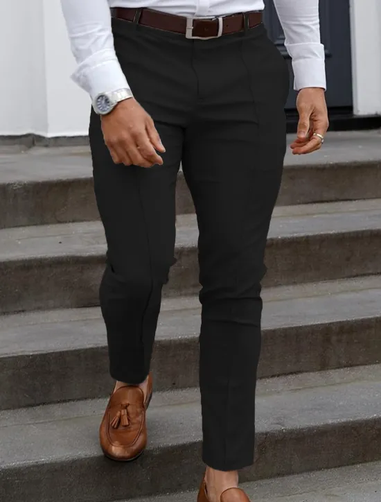 Discount OUKU Men's Graduation Trousers Chinos Chino Pants Pocket Plain Comfort Breathable Office Daily Casual Black Red