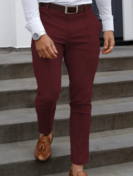Discount OUKU Men's Graduation Trousers Chinos Chino Pants Pocket Plain Comfort Breathable Office Daily Casual Black Red