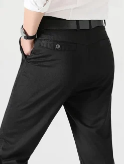 Clearance OUKU Men's Graduation Trousers Chinos Chino Pants Pocket Plain Comfort Breathable Outdoor Daily Going out Fashion Casual Black Khaki